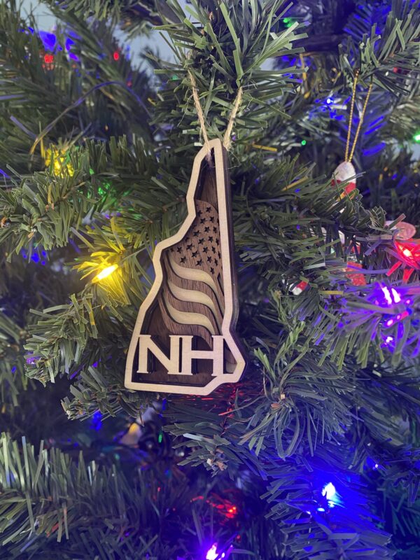 New Hampshire Shaped Christmas Ornament - Layered Laser Cut